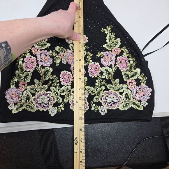 Jodi Kristopher 11 Beaded FLoral Embroidery Garden Fairy Whimsical Festival Crop - Picture 7 of 13